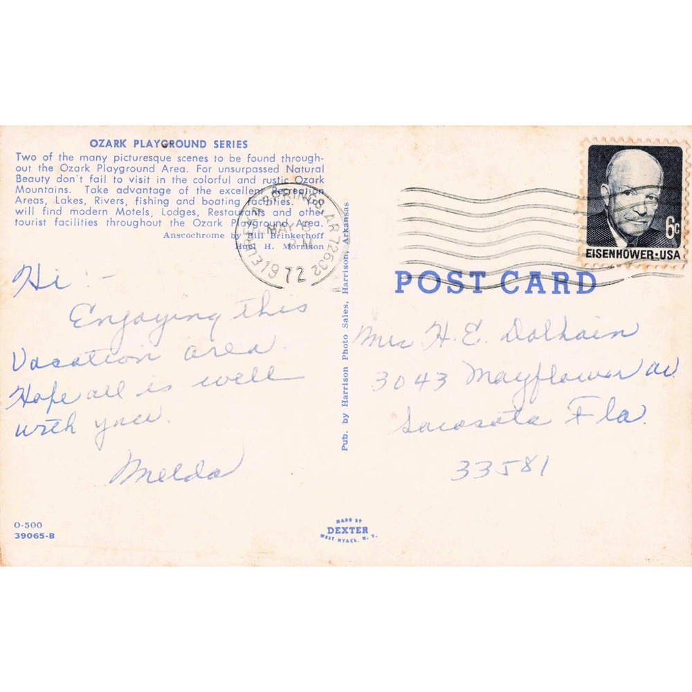 Vintage Playground of the Ozarks Postcard 1972 Postmark Scenic Mountain View VG - Picture 2 of 2